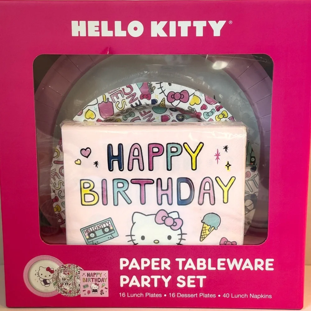 Hello Kitty Pink Paper Tableware Party Set